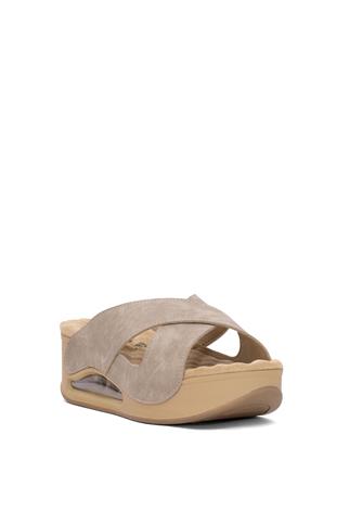 Muya 31210-8401 Penelope Kadın Ortopedik Dolgu Topuk Terlik Krem