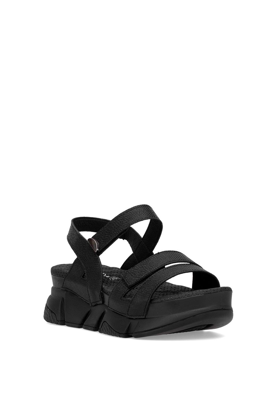 Muya 34201-4018 Olimba Kadın Ortopedik Dolgu Topuk Sandalet Siyah