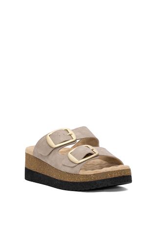 Muya 35205-9008 Pantai Kadın Ortopedik Dolgu Topuk Terlik Krem