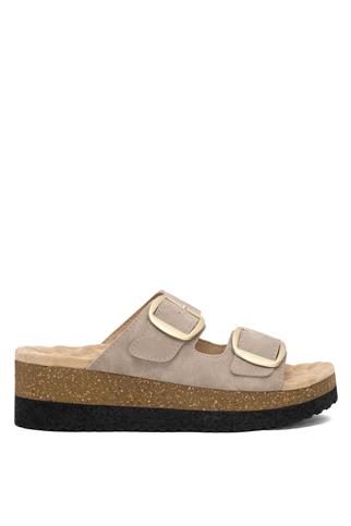 Muya 35205-9008 Pantai Kadın Ortopedik Dolgu Topuk Terlik Krem