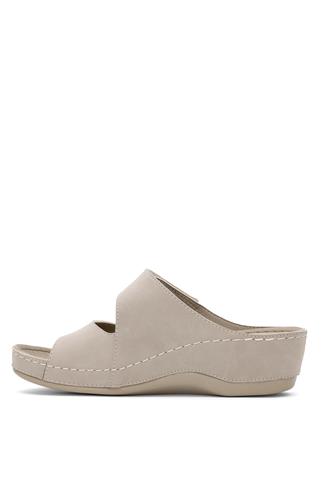 Muya 35208-3221 Anyar Kadın Ortopedik Düz Terlik Vizon