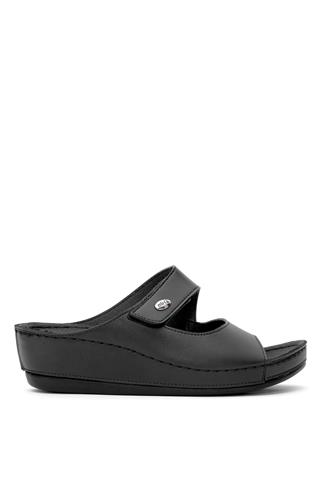 Muya 35208-3221 Anyar Kadın Ortopedik Düz Terlik Siyah