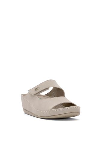 Muya 35208-3221 Anyar Kadın Ortopedik Düz Terlik Vizon