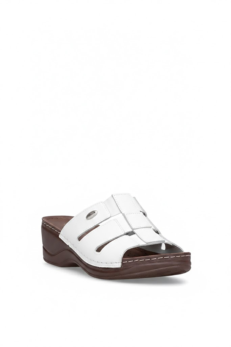 Muya 36260-2907-26Y Simba Kadın Ortopedik Dolgu Topuk Terlik Beyaz