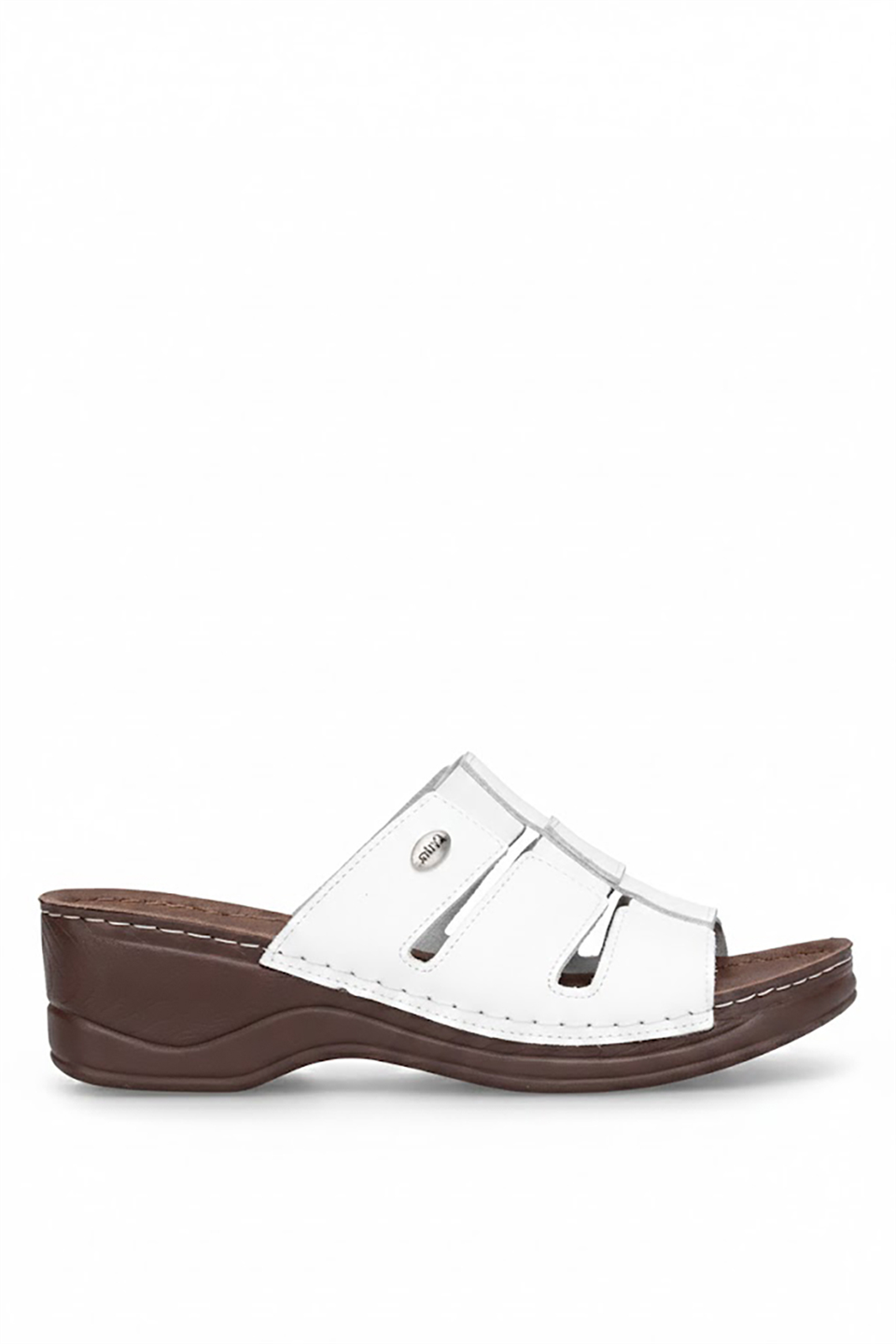 Muya 36260-2907-26Y Simba Kadın Ortopedik Dolgu Topuk Terlik Beyaz