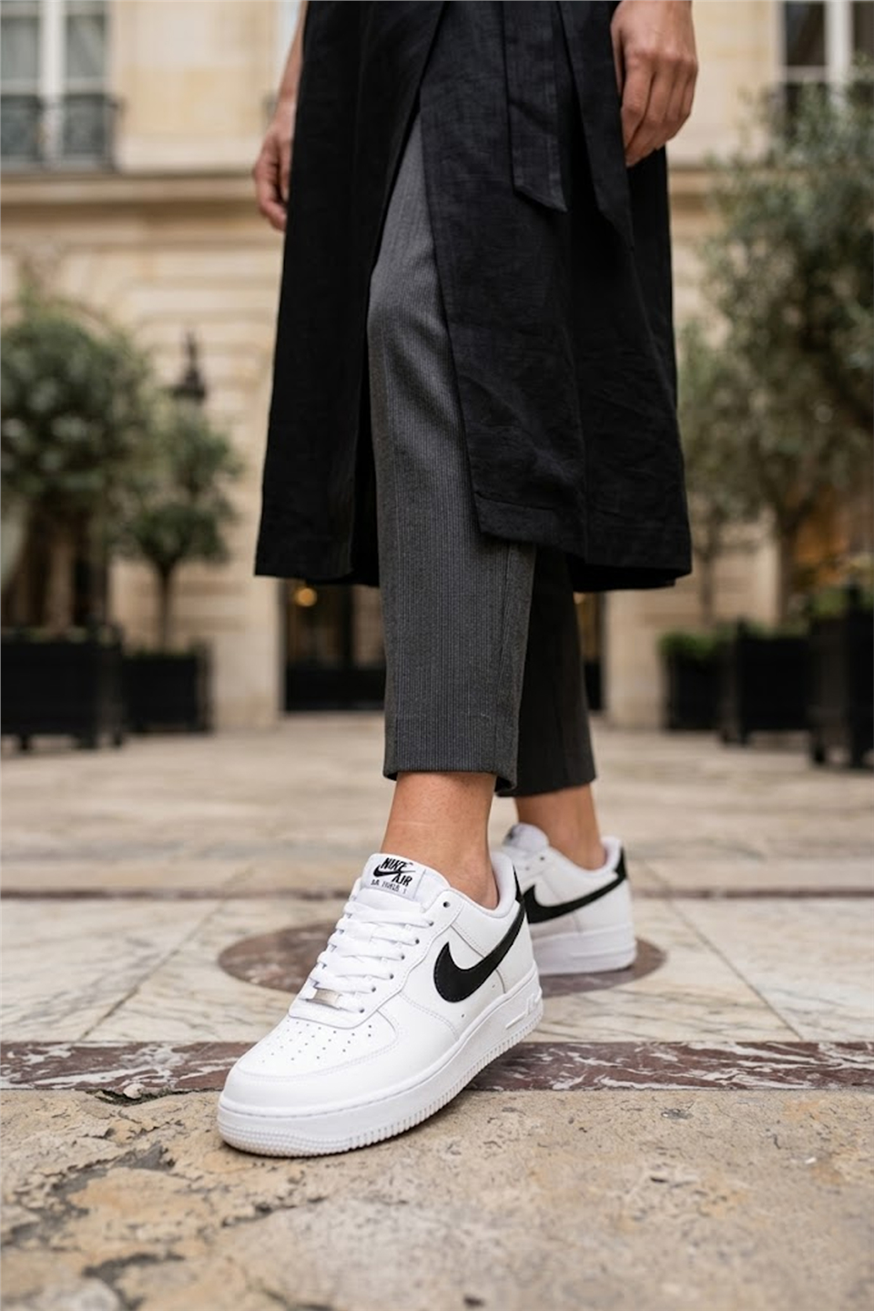 Nike CV2288 Air Force 1 07 Kadın Klasik Sneaker Beyaz - Siyah