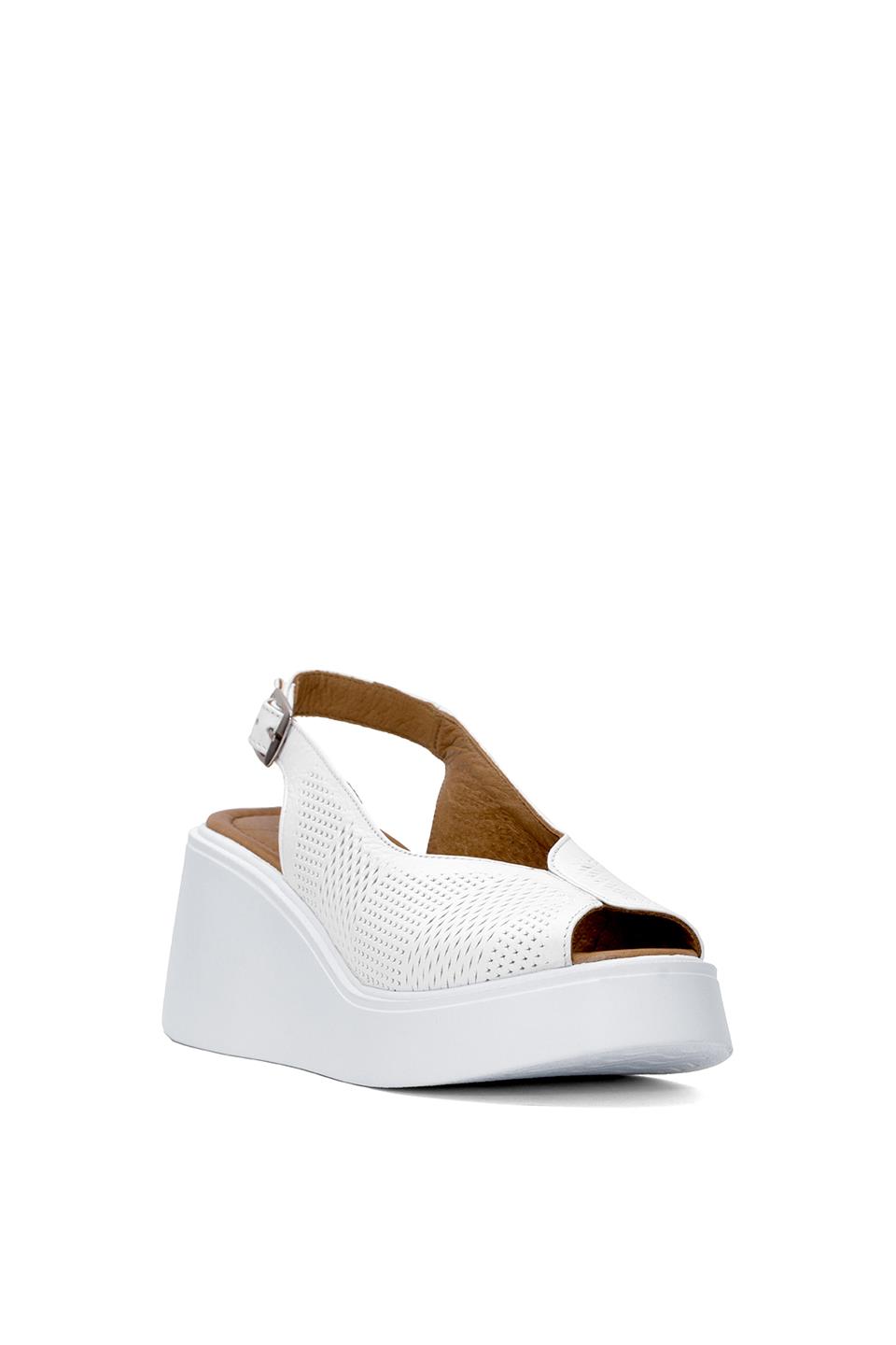 Pierre Cardin PC-54587 Kadın Hakiki Deri Dolgu Topuk Sandalet Beyaz