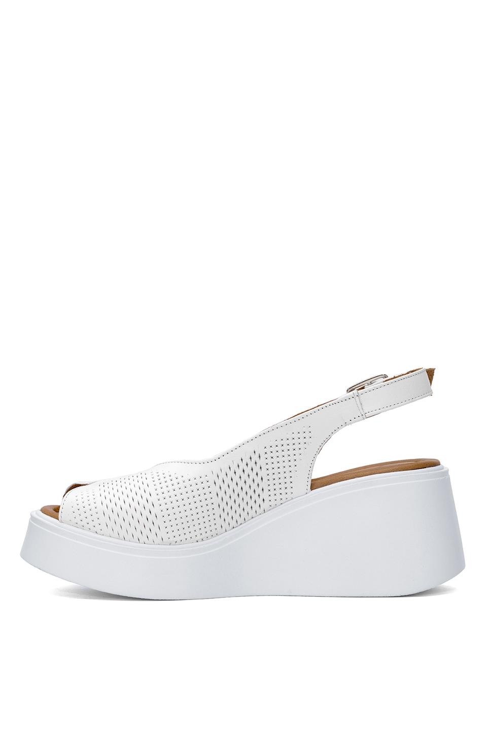 Pierre Cardin PC-54587 Kadın Hakiki Deri Dolgu Topuk Sandalet Beyaz