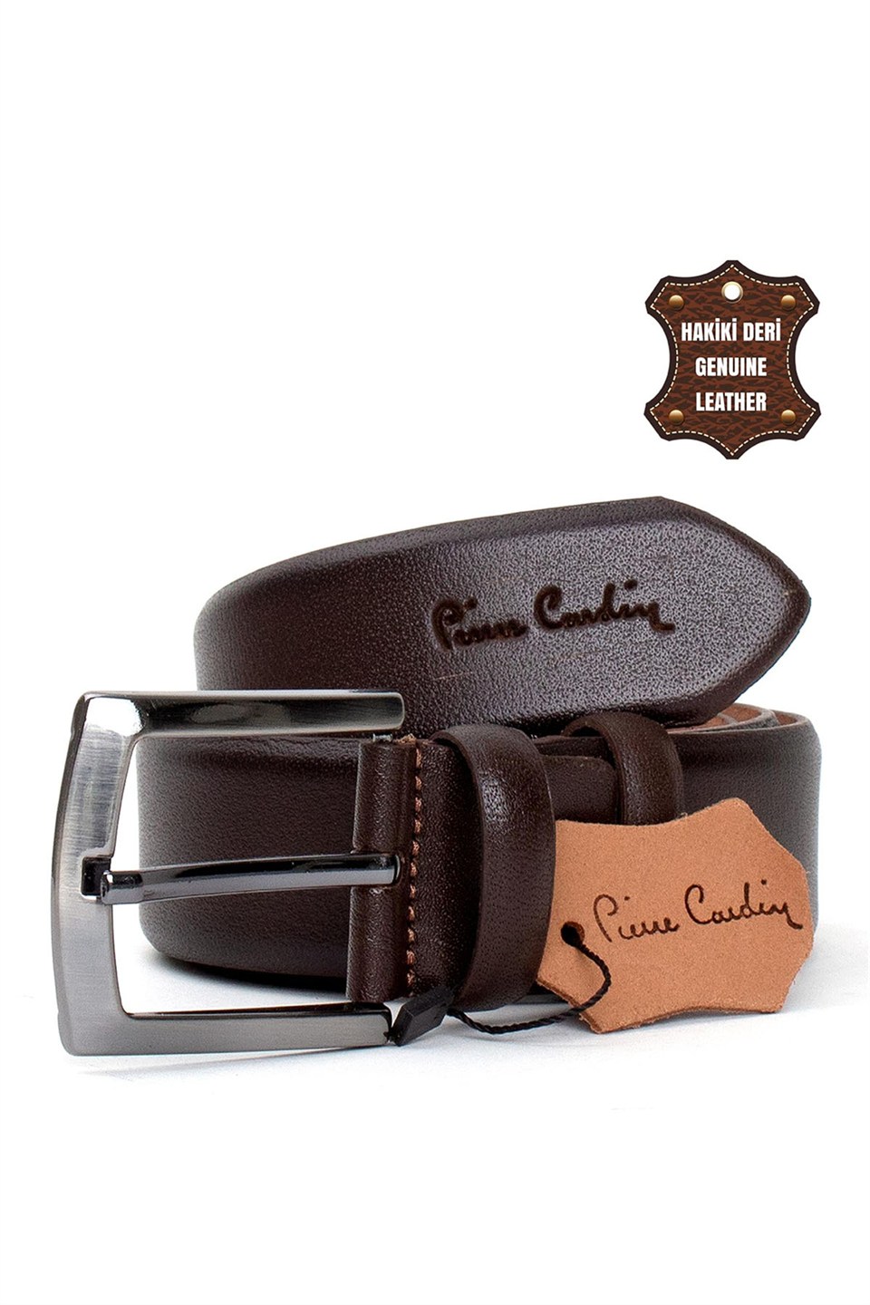 Pierre Cardin PC401 Erkek 4 cm Hakiki Deri Kemer Kahverengi