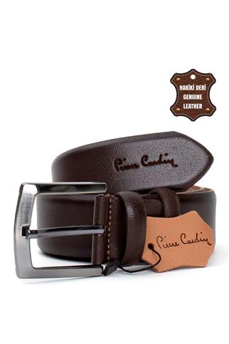 Pierre Cardin PC401 Erkek 4 cm Hakiki Deri Kemer Kahverengi