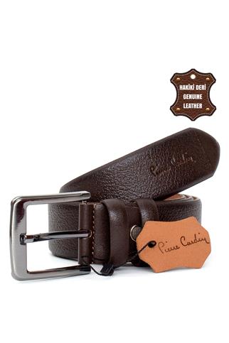 Pierre Cardin PC404 Erkek 4 cm Hakiki Deri Kemer Kahverengi
