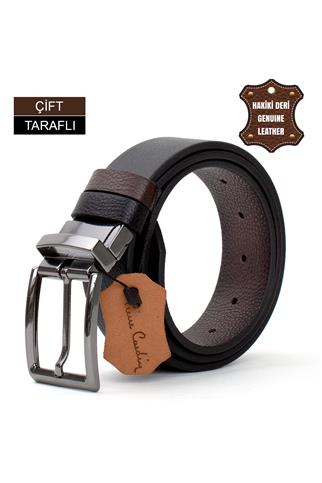 Pierre Cardin PC406 Erkek 4 cm Çift Taraflı Kemer Kahverengi