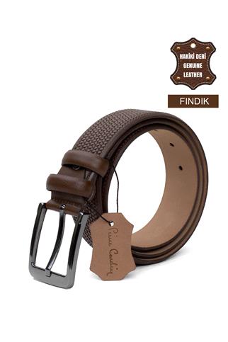 Pierre Cardin PC408 Erkek 4 cm Hakiki Deri Kemer Fındık