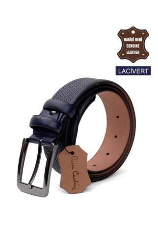 Pierre Cardin PC408 Erkek 4 cm Hakiki Deri Kemer Lacivert