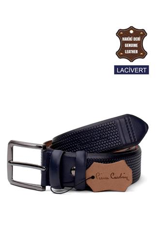Pierre Cardin PC408 Erkek 4 cm Hakiki Deri Kemer Lacivert