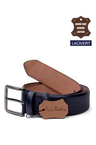 Pierre Cardin PC408 Erkek 4 cm Hakiki Deri Kemer Lacivert