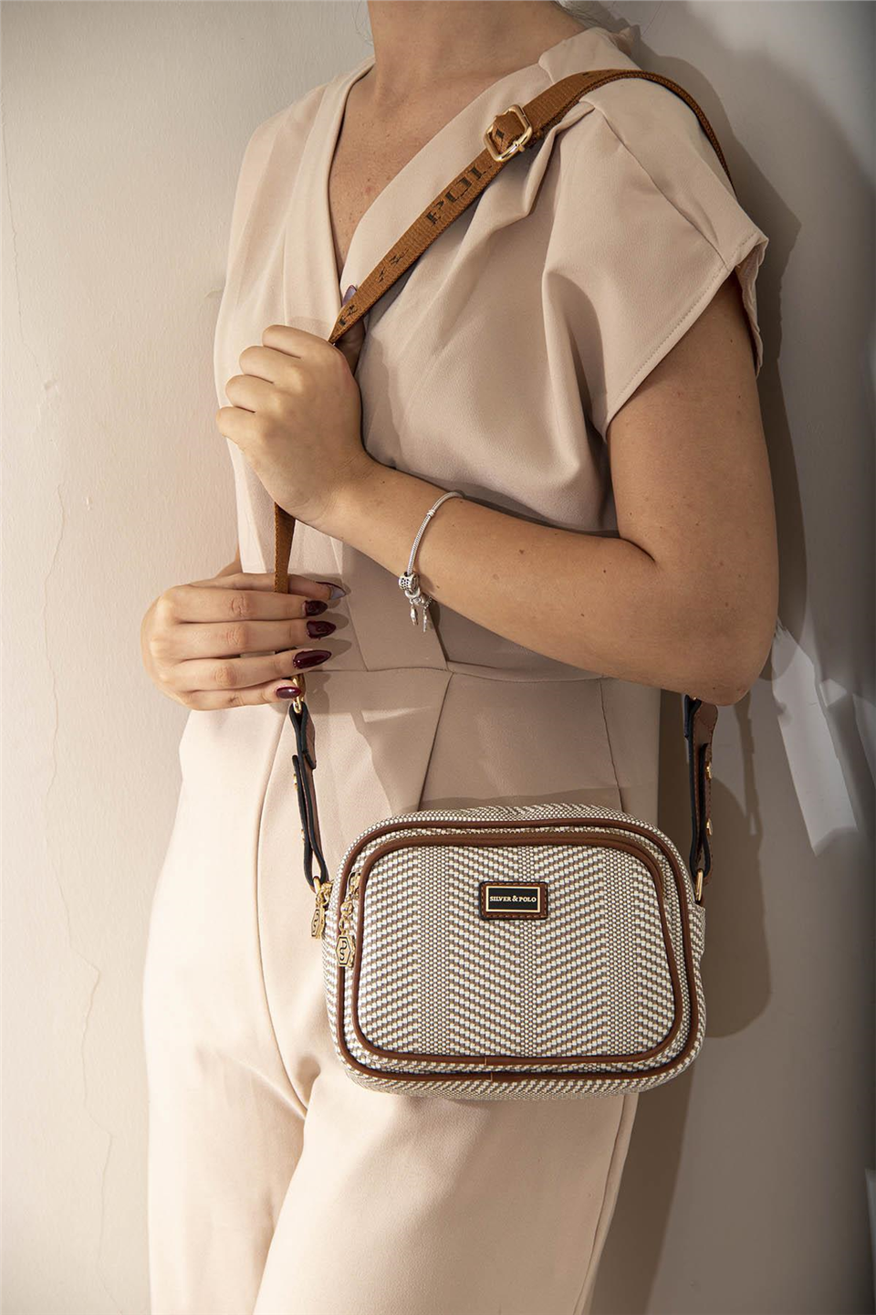 Silver Polo SP1111-M132 Kadın Çapraz Çanta Bej