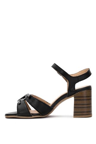 Venüs 2108520Y Kadın Hakiki Deri Topuklu Sandalet Siyah