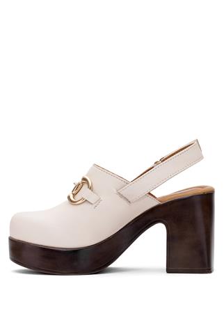 Venüs 2217007Y Kadın Hakiki Deri Topuklu Sandalet Bej