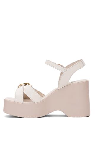 Venüs 2311531Y Kadın Hakiki Deri Dolgu Topuk Sandalet Bej