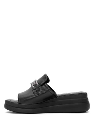 Venüs 2409915Y Kadın Hakiki Deri Dolgu Topuk Terlik Siyah