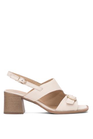 Venüs 2510912Y Kadın Hakiki Deri Topuklu Sandalet Bej