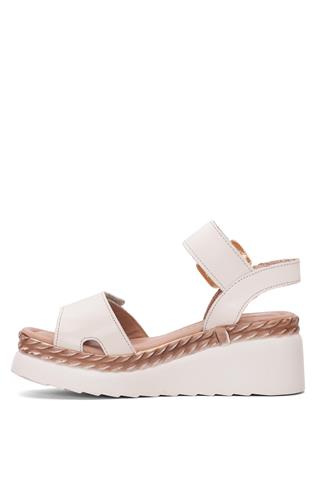 Venüs 2512303Y Kadın Hakiki Deri Dolgu Topuk Sandalet Bej