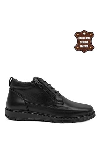 Voyager 5511 Erkek Hakiki Deri Düz Bot Siyah