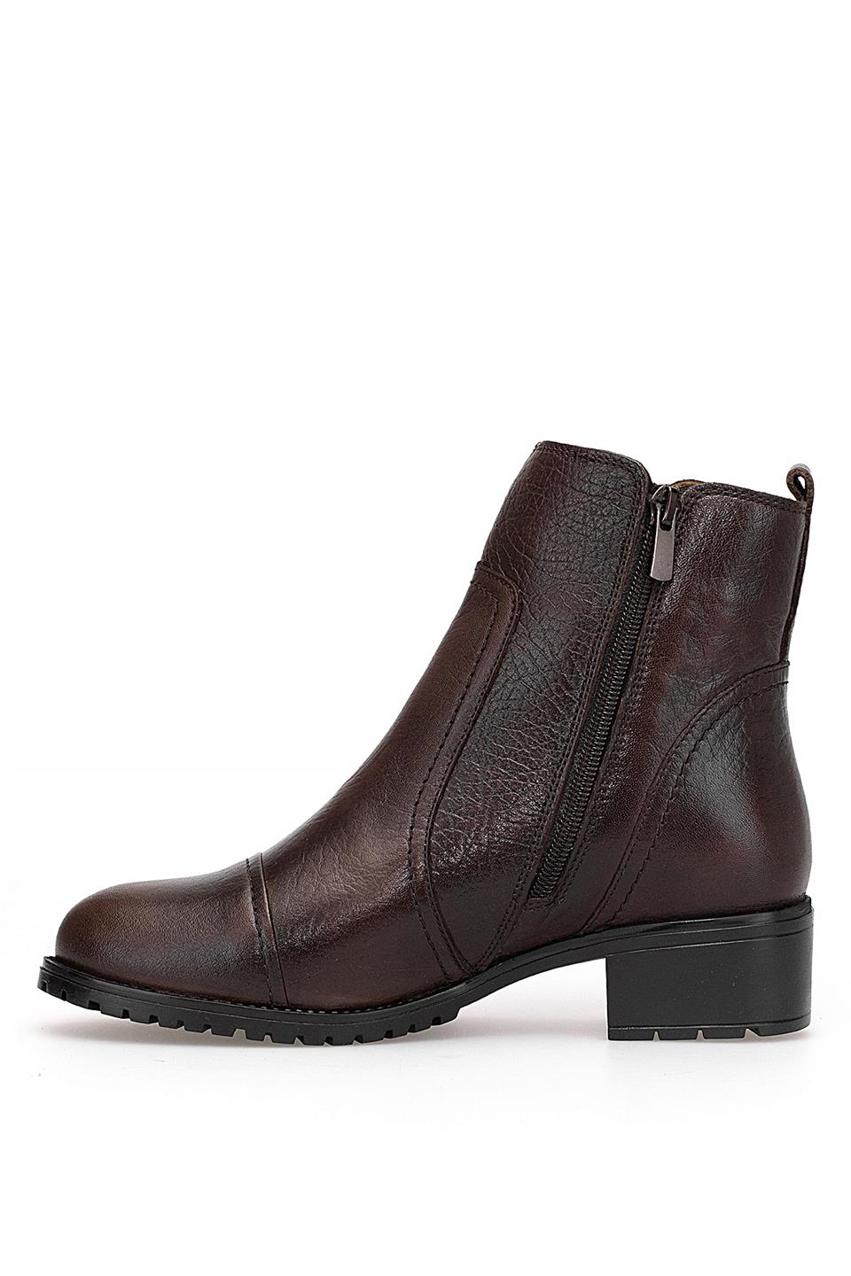 Voyager 7550 Kadın Hakiki Deri Topuklu Bot Kahverengi