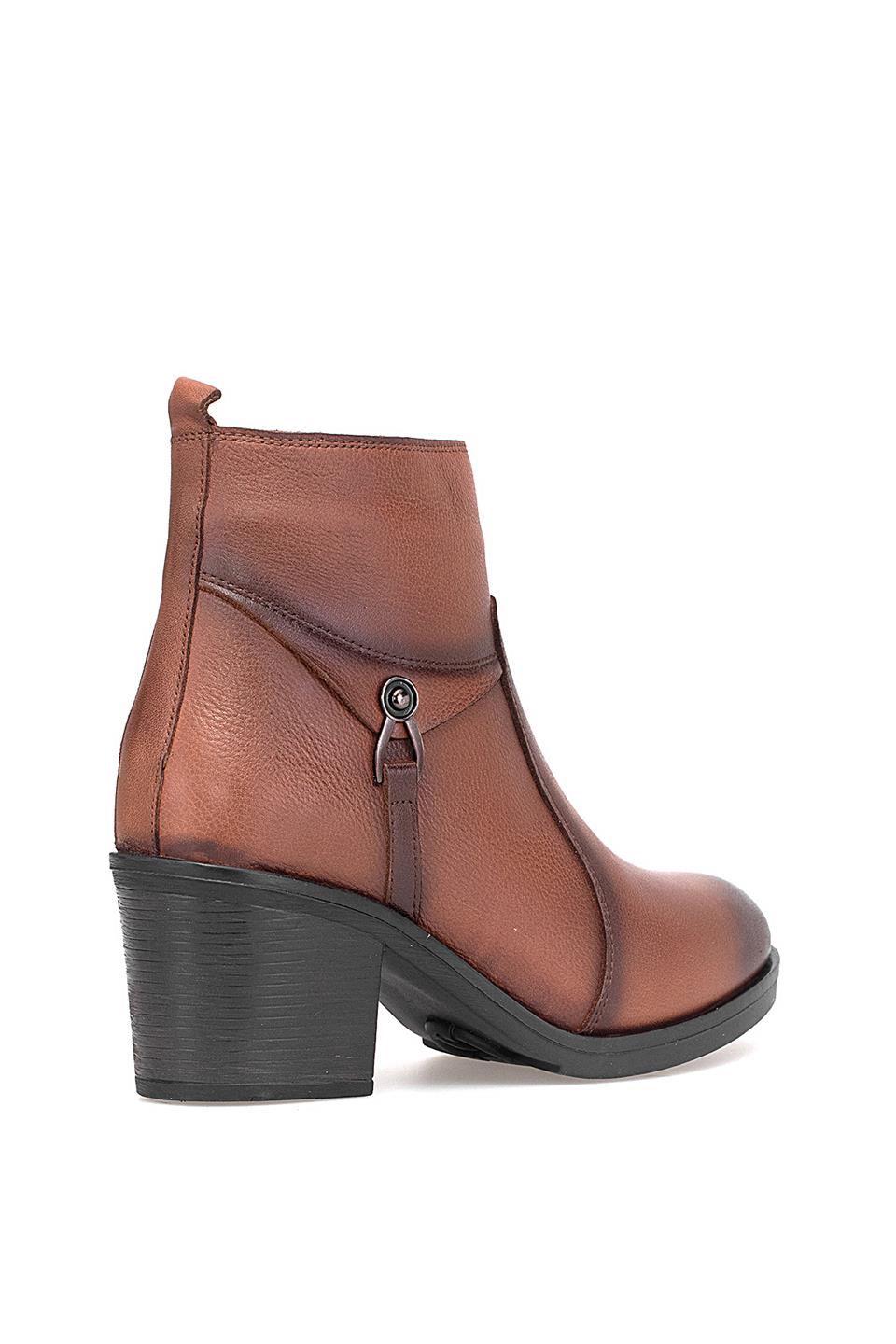 Voyager 9361 Kadın Hakiki Deri Topuklu Bot Taba