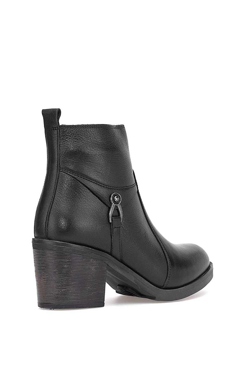 Voyager 9361 Kadın Hakiki Deri Topuklu Bot Siyah