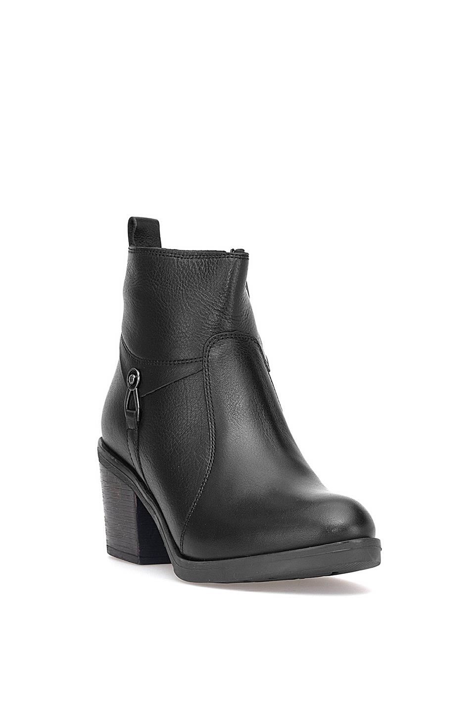 Voyager 9361 Kadın Hakiki Deri Topuklu Bot Siyah