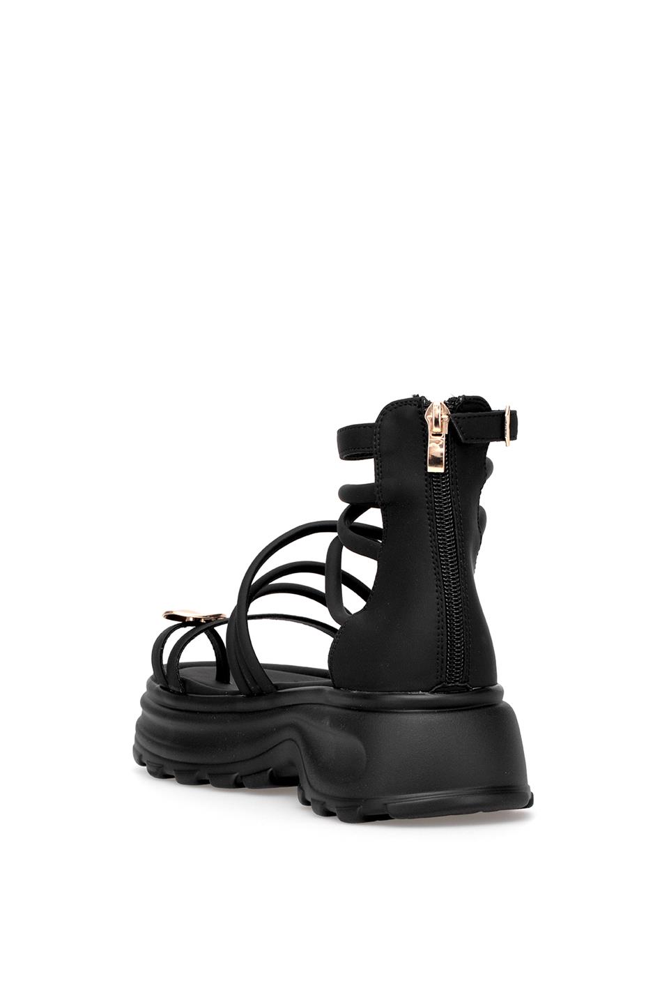 Voyager B119 Kadın Hakiki Deri Düz Sandalet Siyah