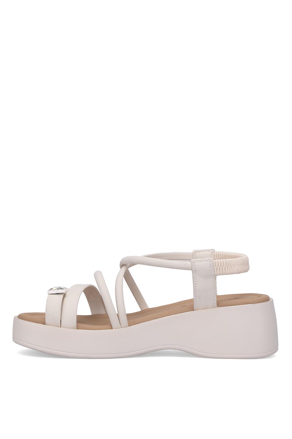 Voyager B121 Kadın Hakiki Deri Düz Sandalet Krem