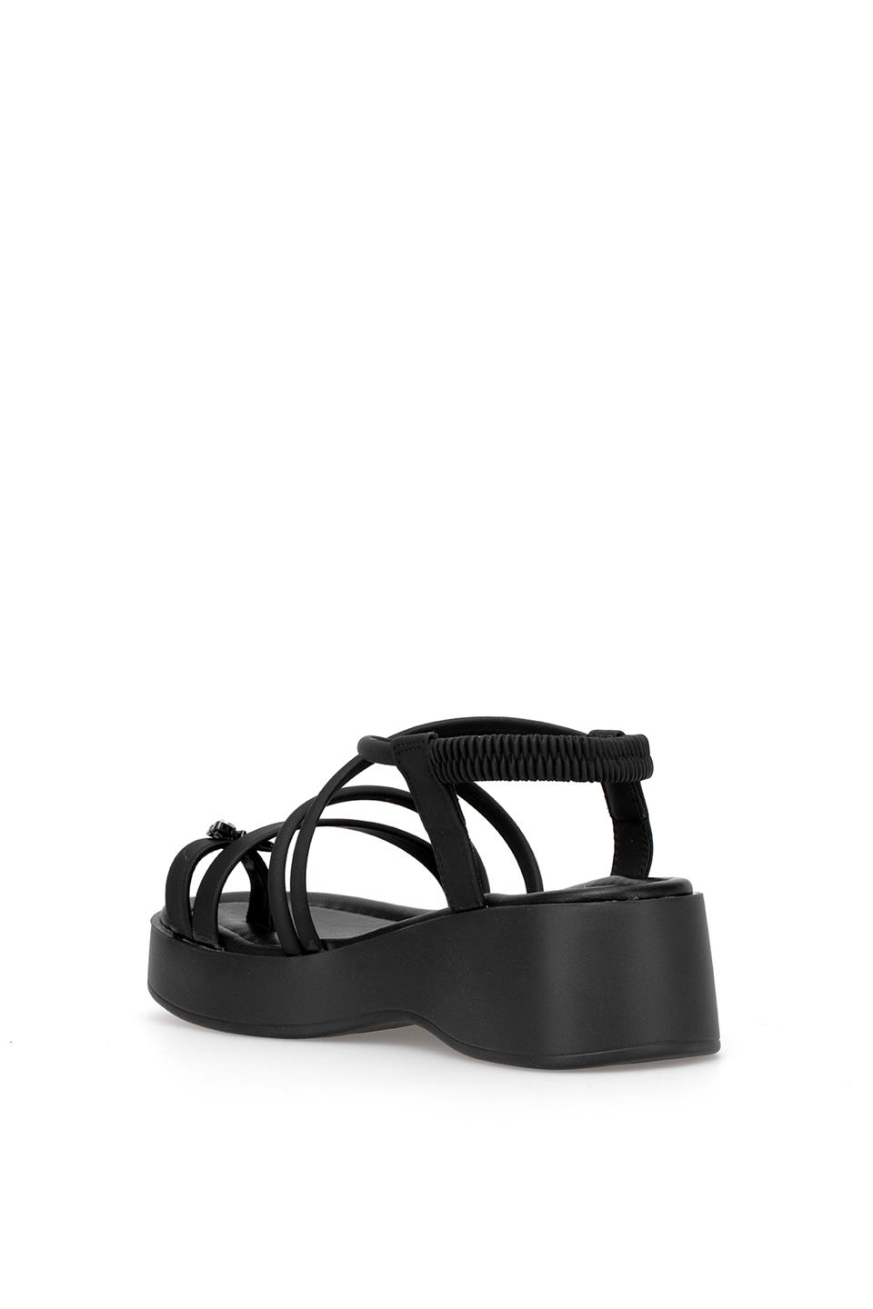 Voyager B121 Kadın Hakiki Deri Düz Sandalet Siyah