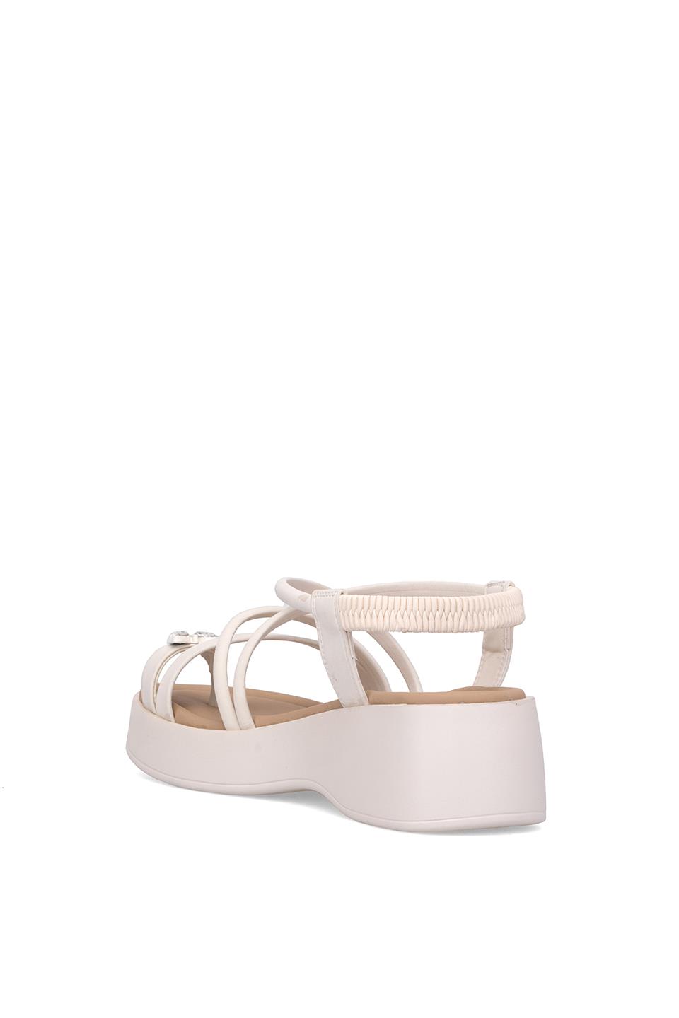 Voyager B121 Kadın Hakiki Deri Düz Sandalet Krem