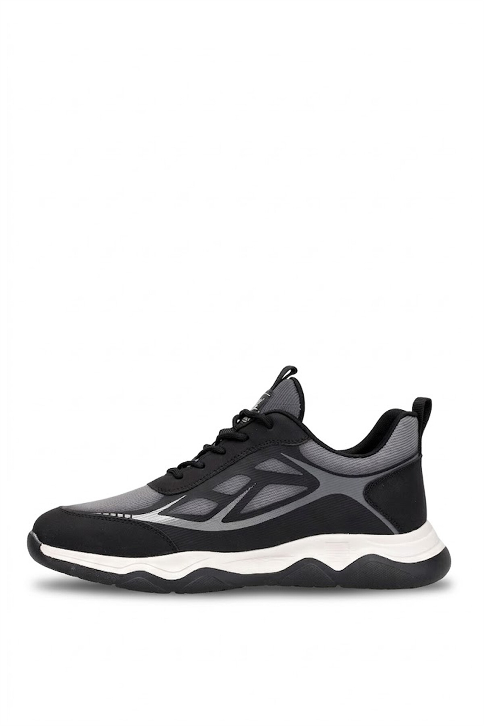 Voyager E087T Erkek Deri-Tekstil Klasik Sneaker Siyah - Gri