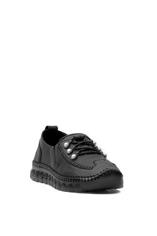 Voyager Y9871 Kadın Hakiki Deri Ortopedik Casual Ayakkabı Siyah