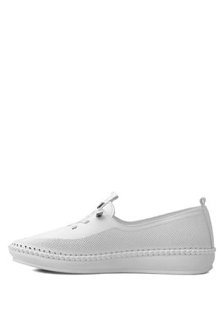 Voyager Z083 Kadın Hakiki Deri Ortopedik Casual Ayakkabı Beyaz