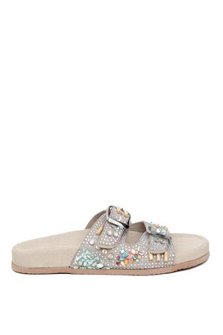 Zeyn 7803N Kadın Hakiki Deri Düz Terlik Bej