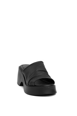 Zeyn 7841C Kadın Hakiki Deri Dolgu Topuk Terlik Siyah