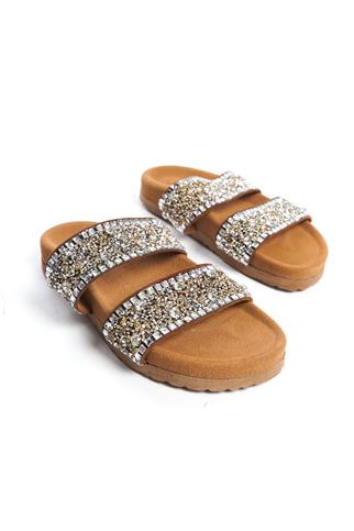 Zeyn 7866S Kadın Hakiki Deri Düz Terlik Taba