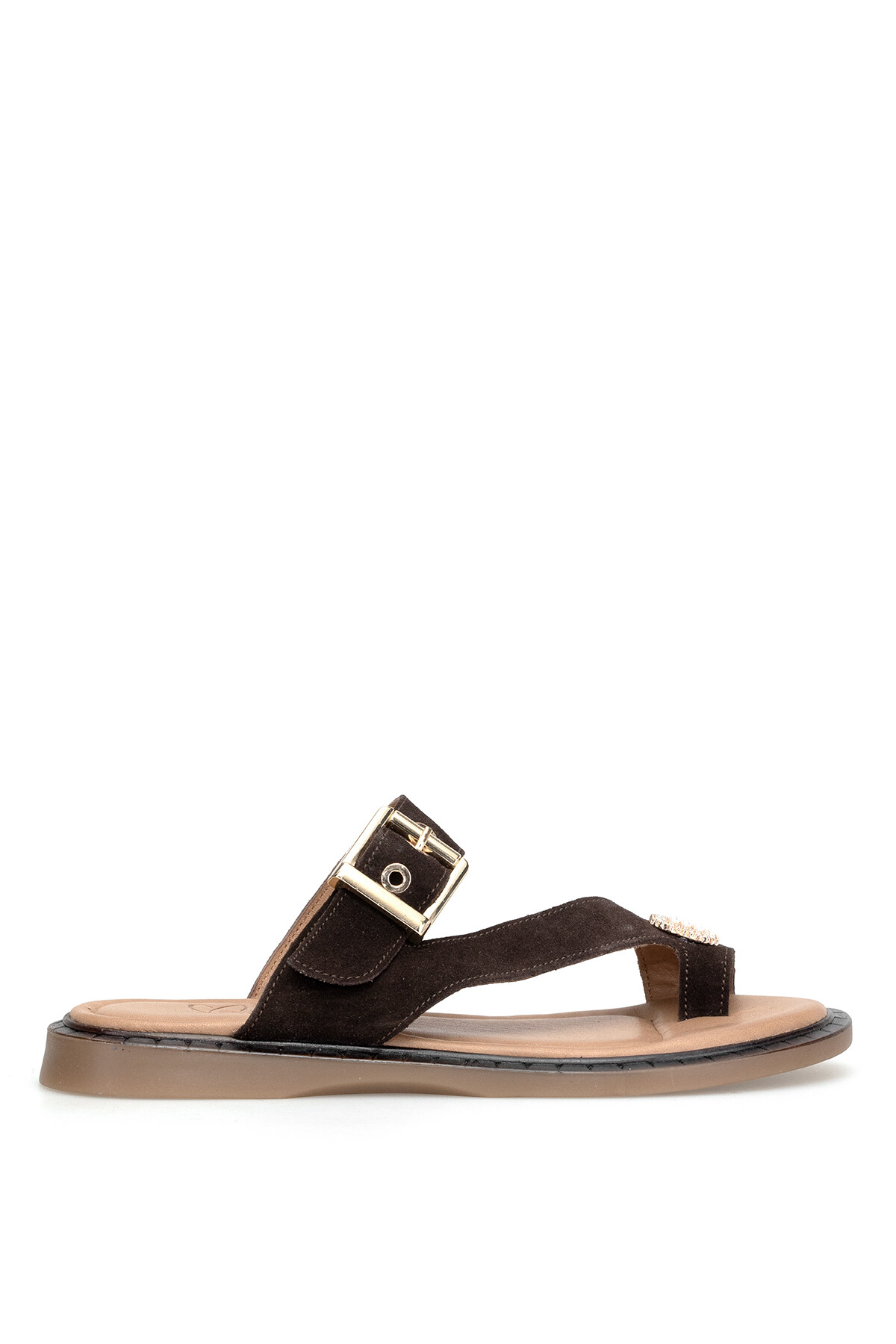 Beety 26BY169.26656 Kadın Taşlı Düz Terlik Kahverengi