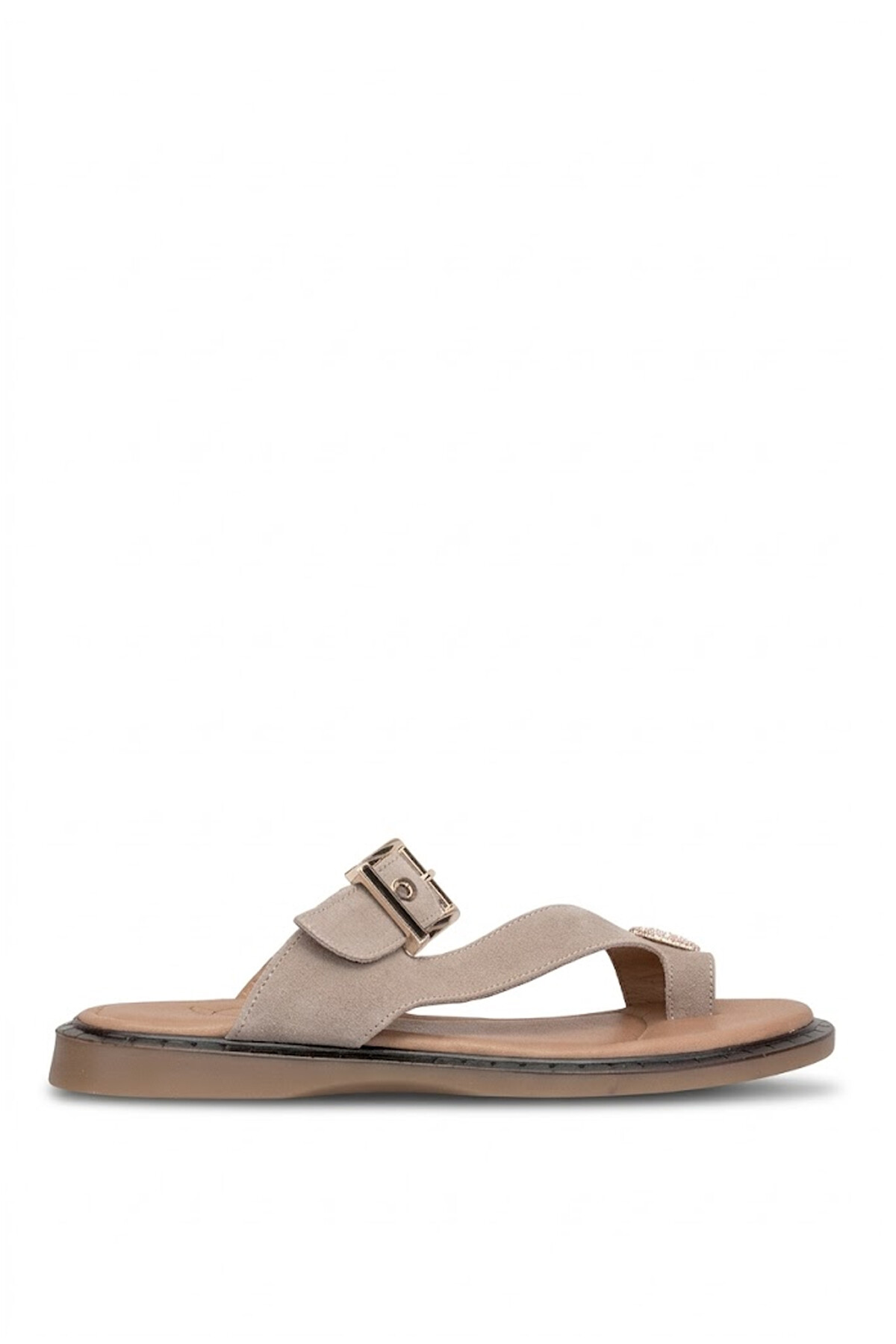 Beety 26BY169.26656 Kadın Taşlı Düz Terlik Vizon