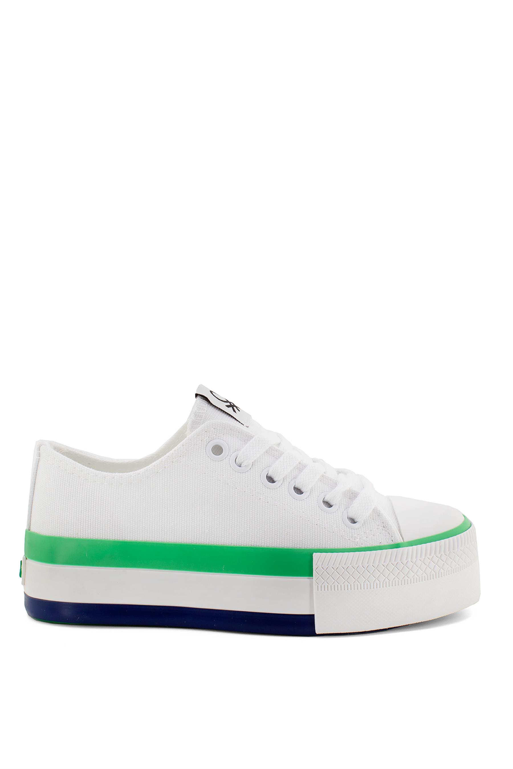 Benetton BN-30937K Kadın Spor Ayakkabı Beyaz - Yeşil