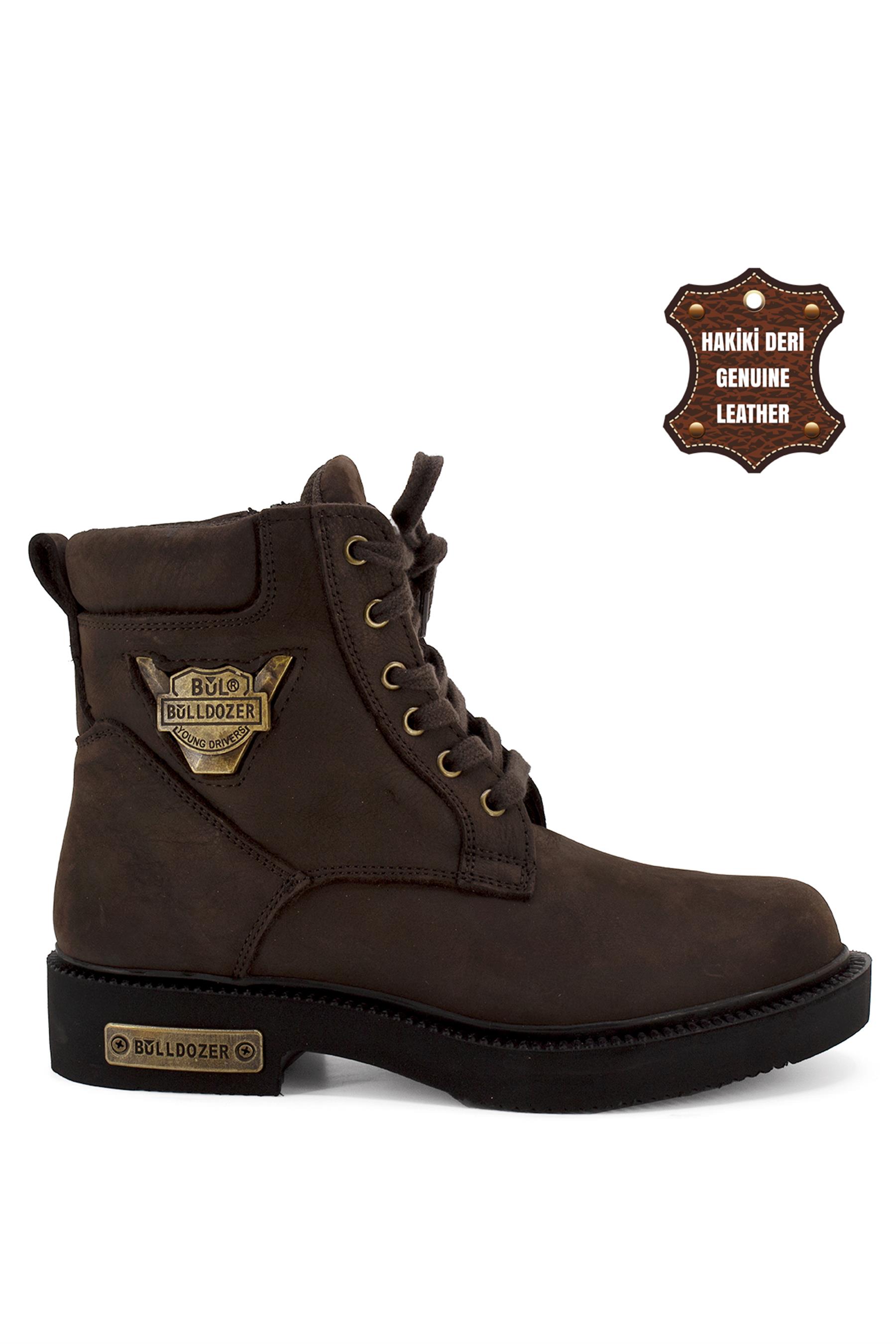 Buldozer 240505 Kadın Hakiki Deri Düz Bot Kahverengi
