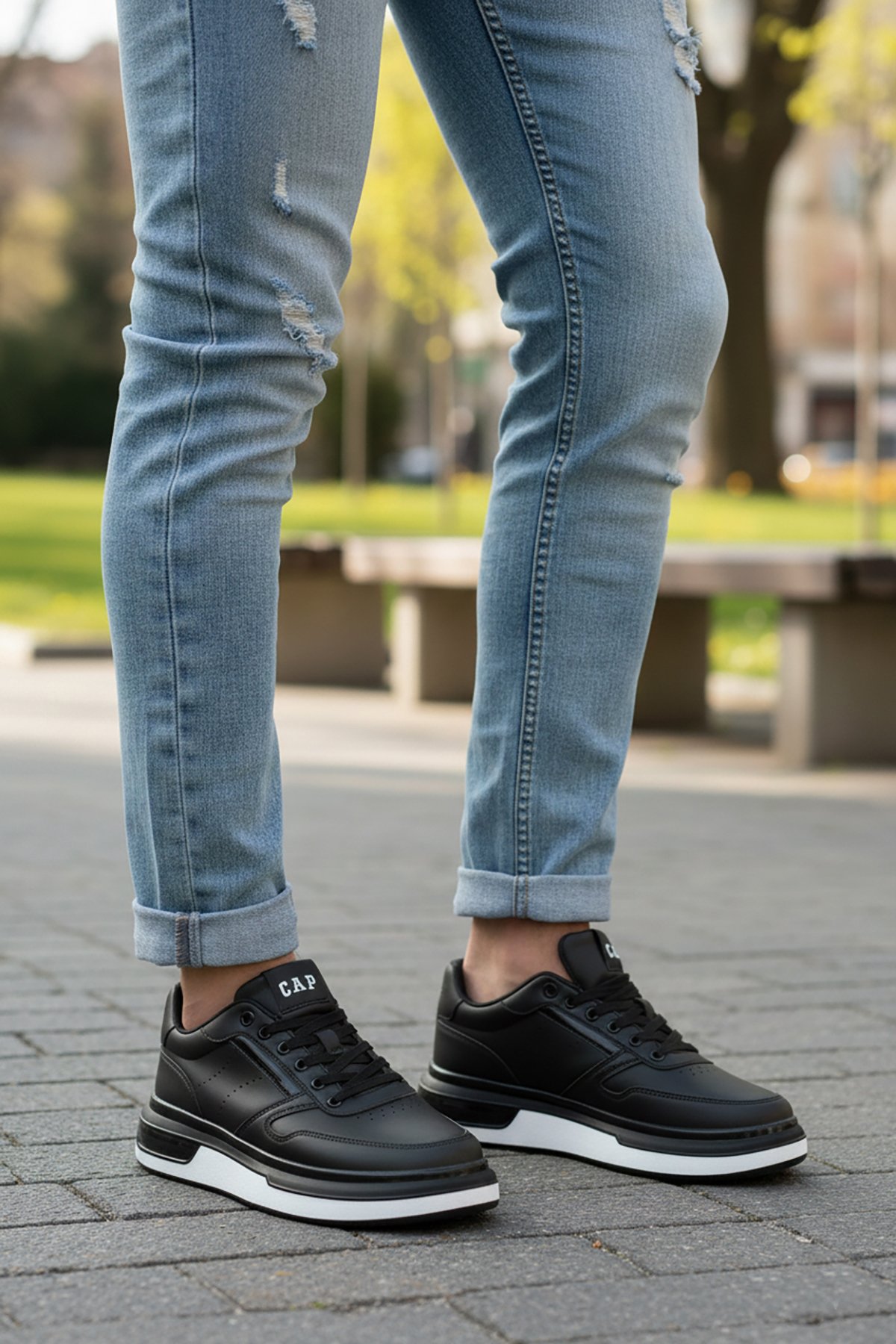 Cap 2040 Erkek Klasik Sneaker Siyah - Beyaz