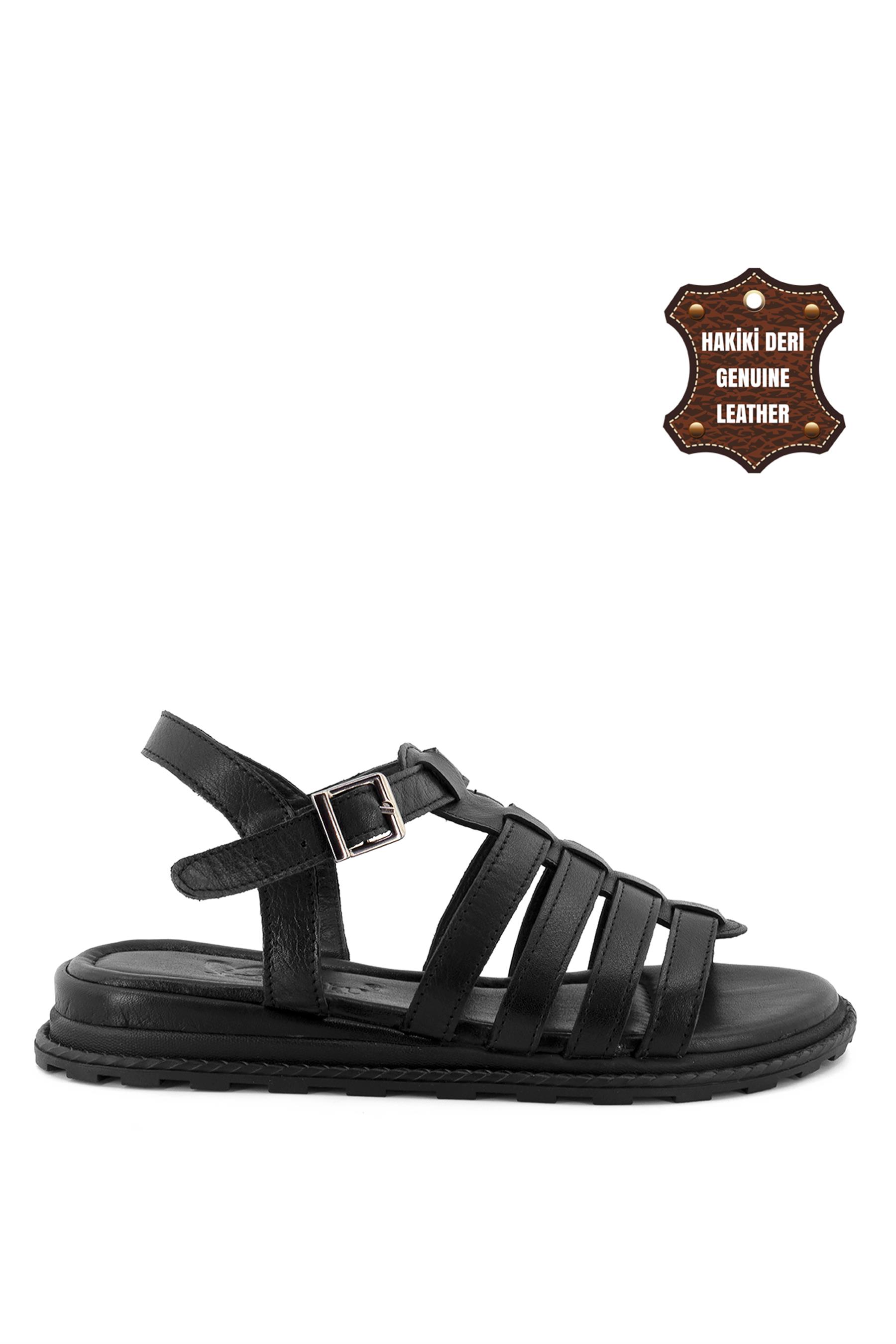 Elit Aky169.45202C Kadın Hakiki Deri Sandalet Siyah