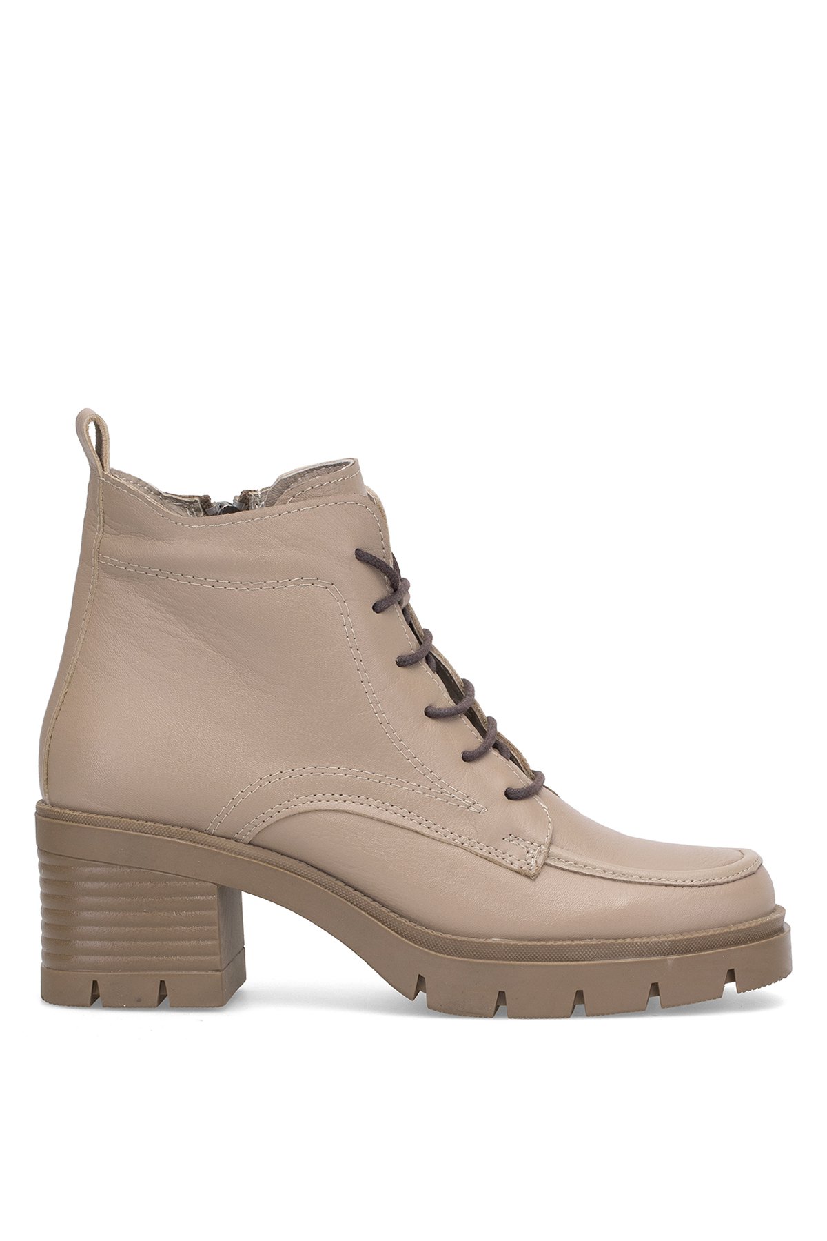 Elit Alvarine Kadın Hakiki Deri Topuklu Bot Bej