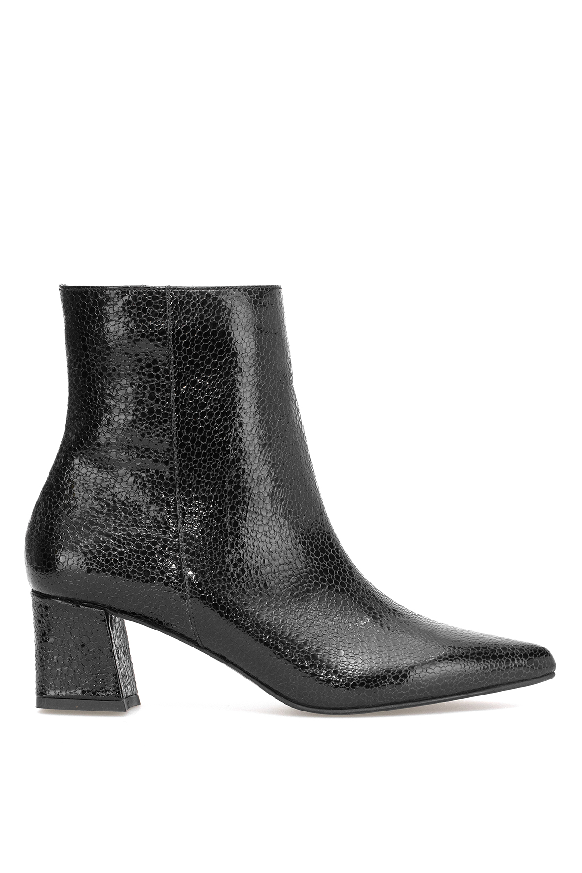 Elit Arabella Kadın Hakiki Rugan Deri Klasik Topuklu Bot Siyah